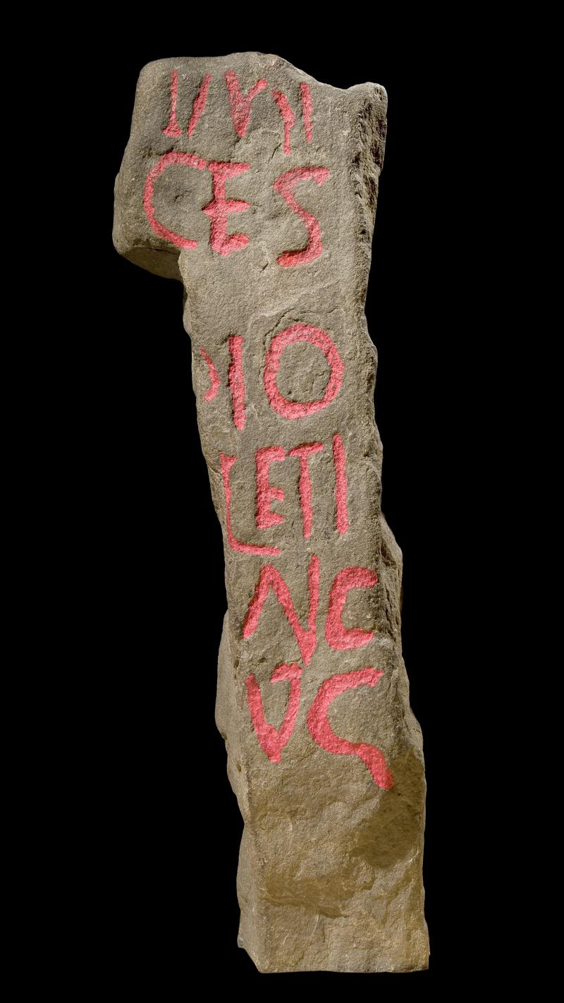 Roman milestone from Melin Crythan, Neath (in situ in Origins)