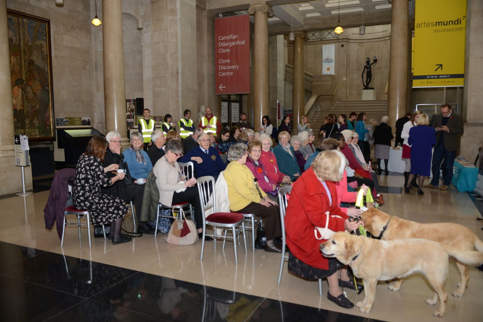Phootgraph showing a gathered crowd for the RNIB Roal Dahl Talking Books launch event