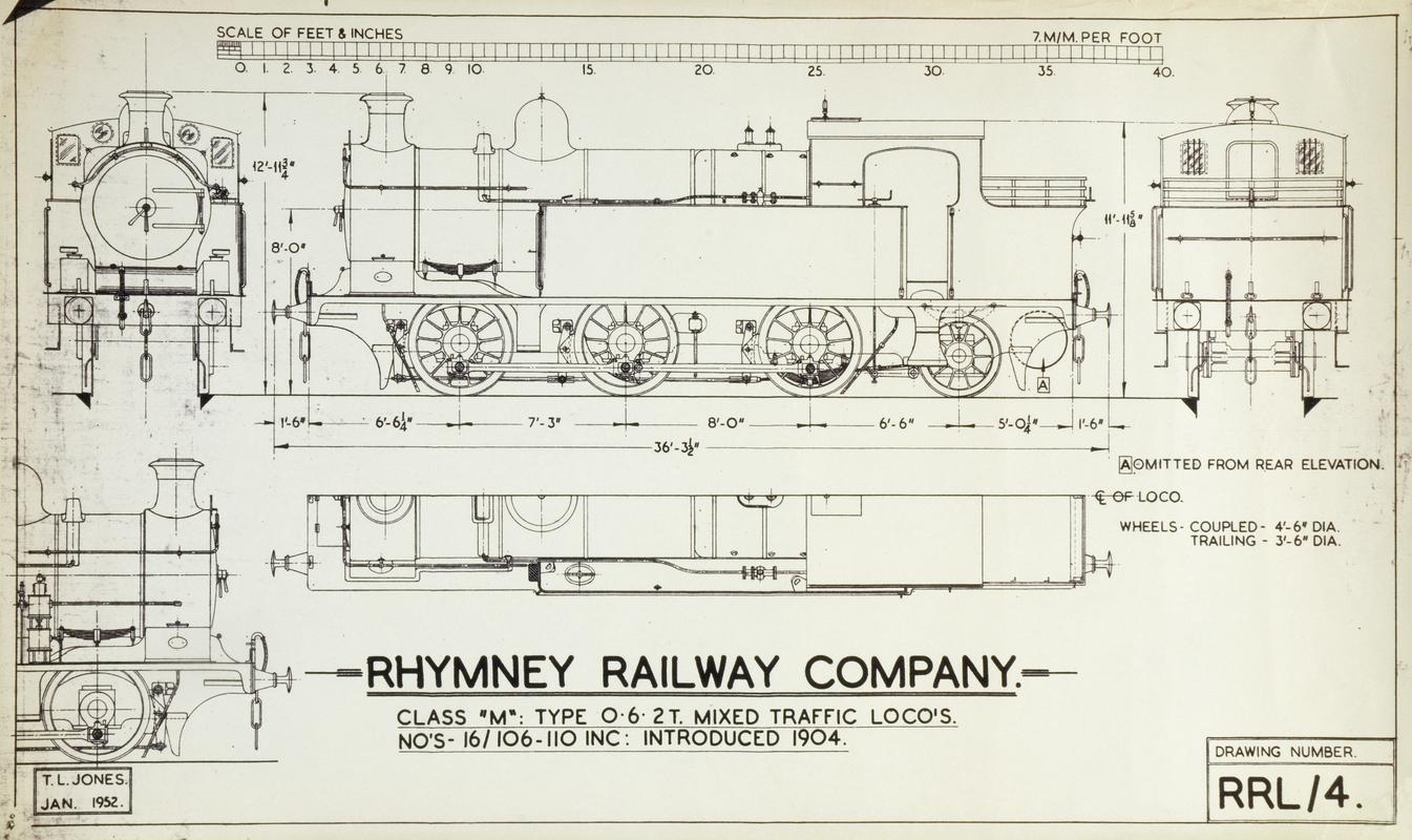 Class M: Type O.6.2T Mixed traffic locomotive, tech drawing