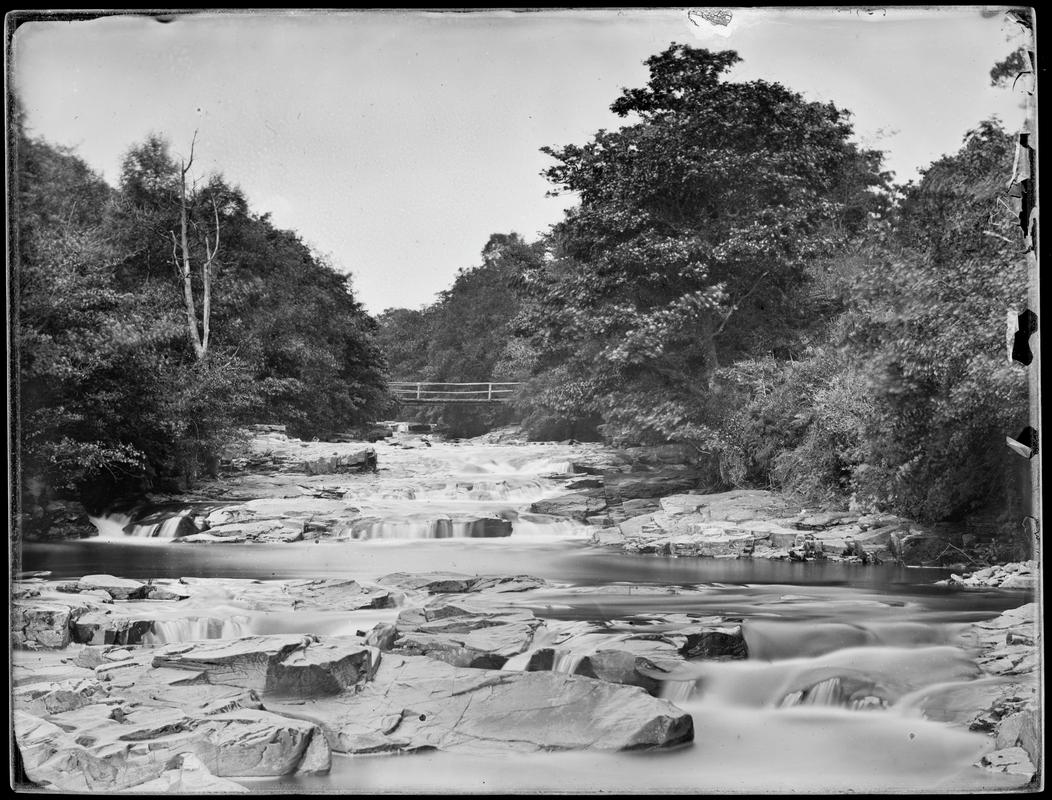 rapids on the Dulais, Neath Valley, glass negative