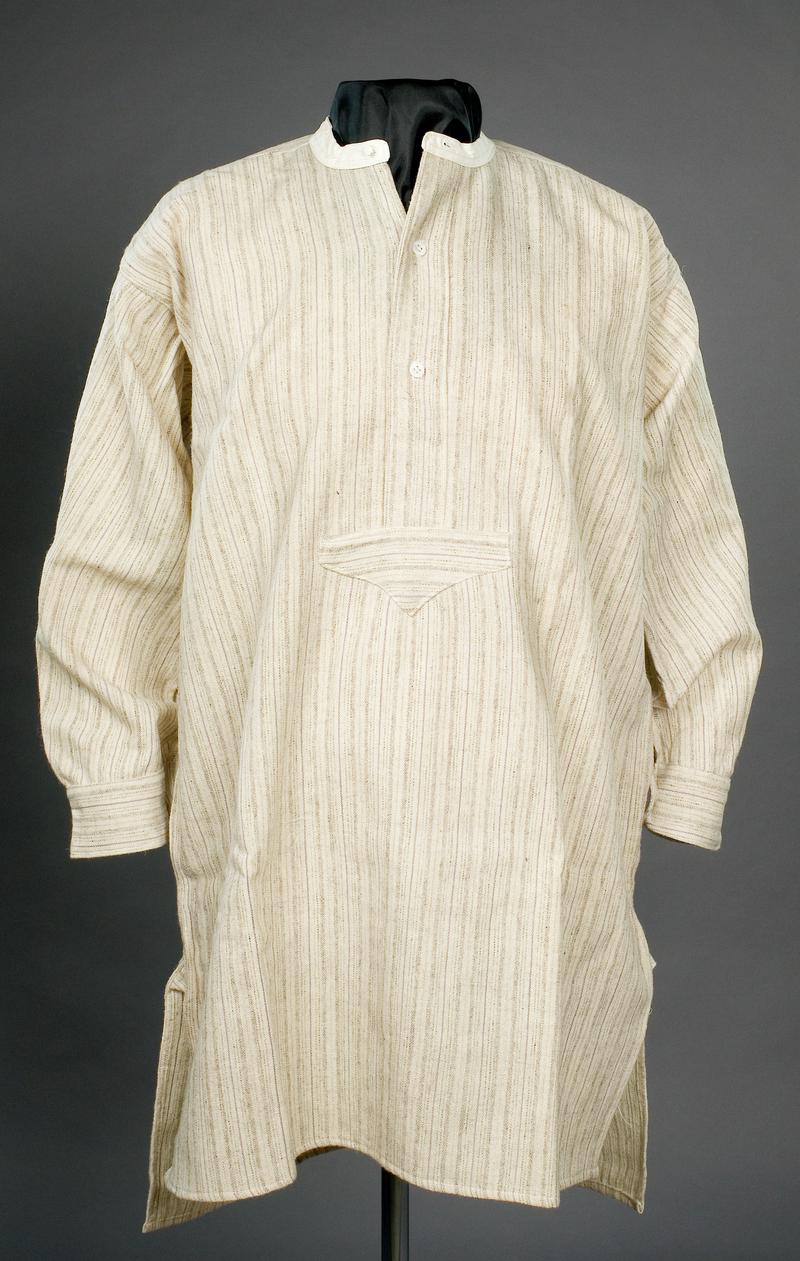 Flannel working shirt; cream with pale blue &amp; brown stripes