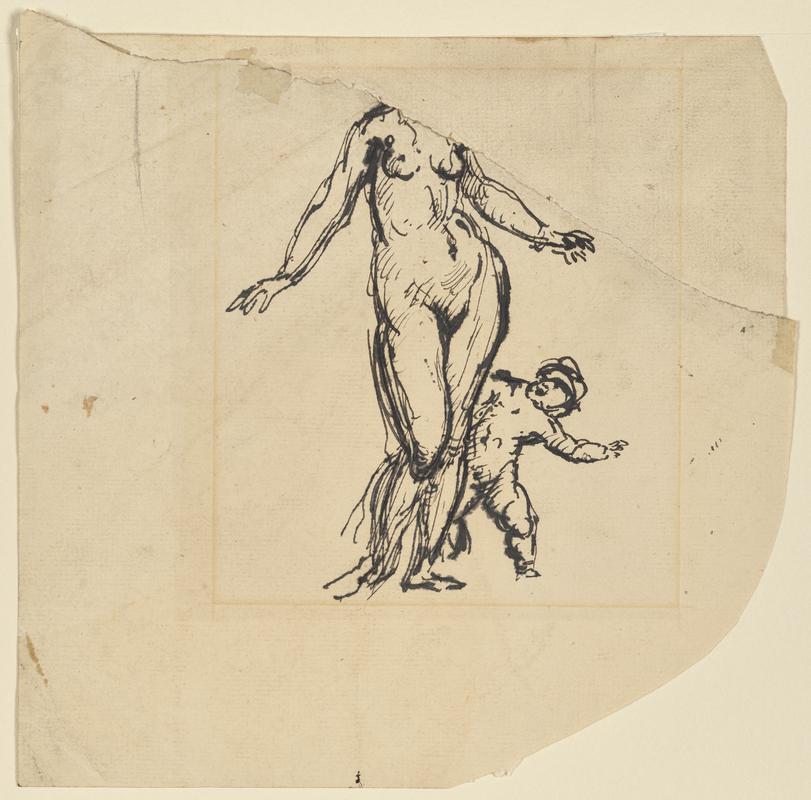 Standing Female Nude with Baby