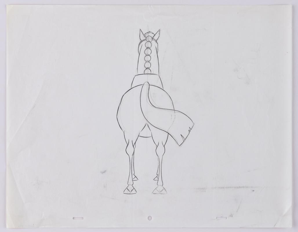 Turandot animation production sketch of a horse.