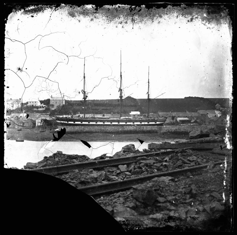 Three masted ship in dry dock at Milford Haven, c.1880&#039;s