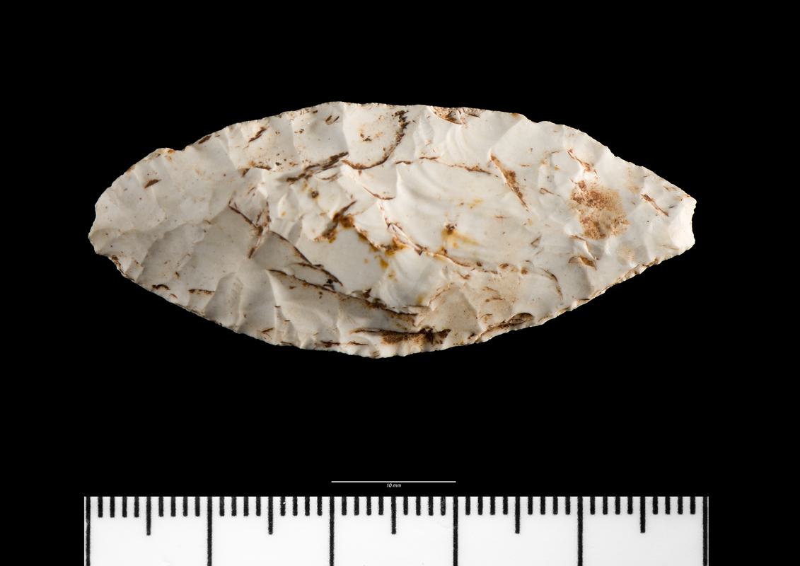 Neolithic flint leaf shaped arrowhead