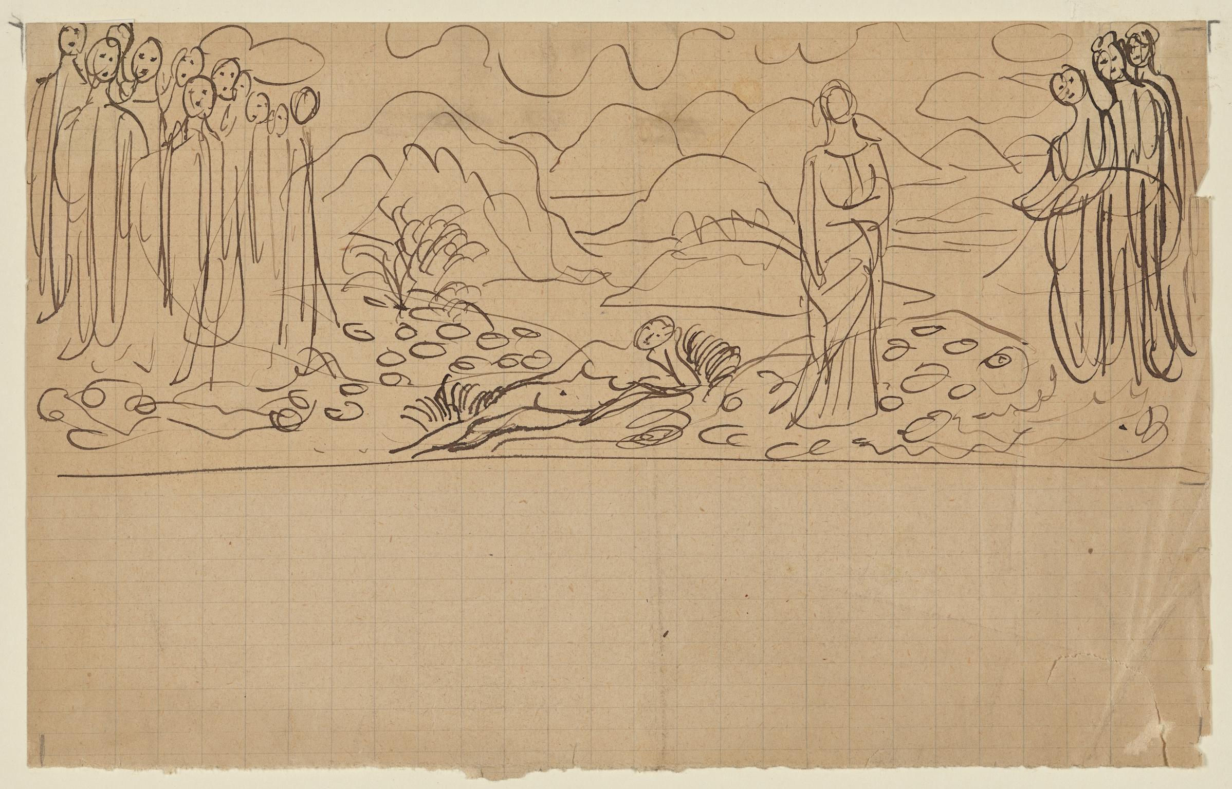 Study for a Composition of Figures in Mountains