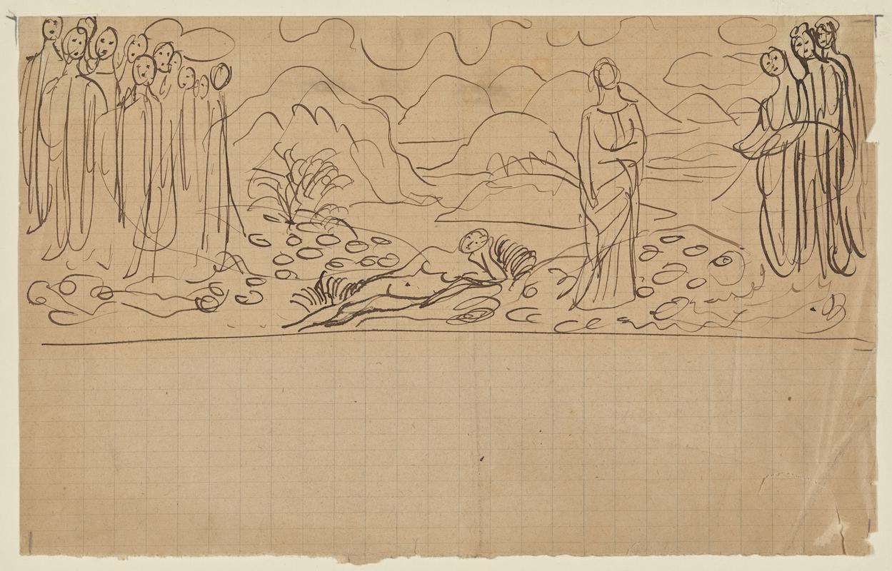 Study for a Composition of Figures in Mountains