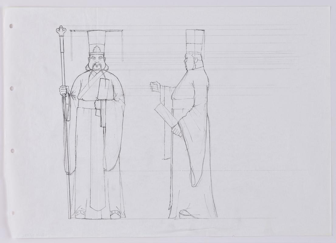 Turandot animation production sketch of character The Mandarin.