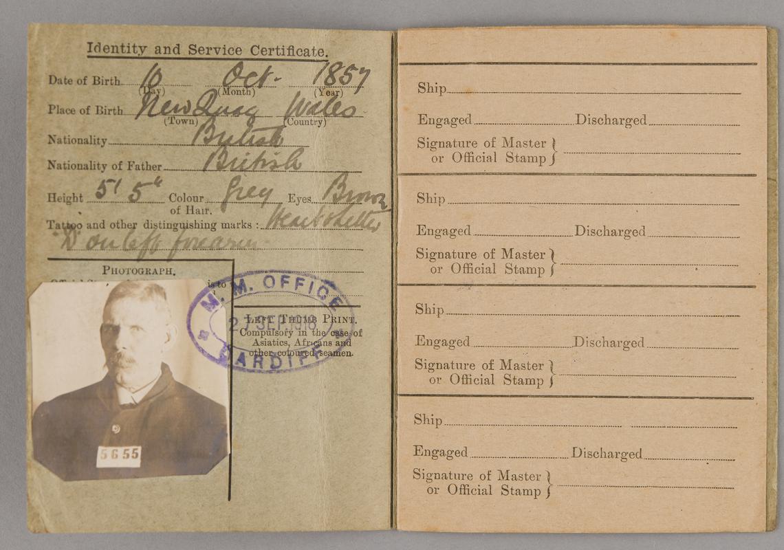 British Mercantile Marine, identity & service cert