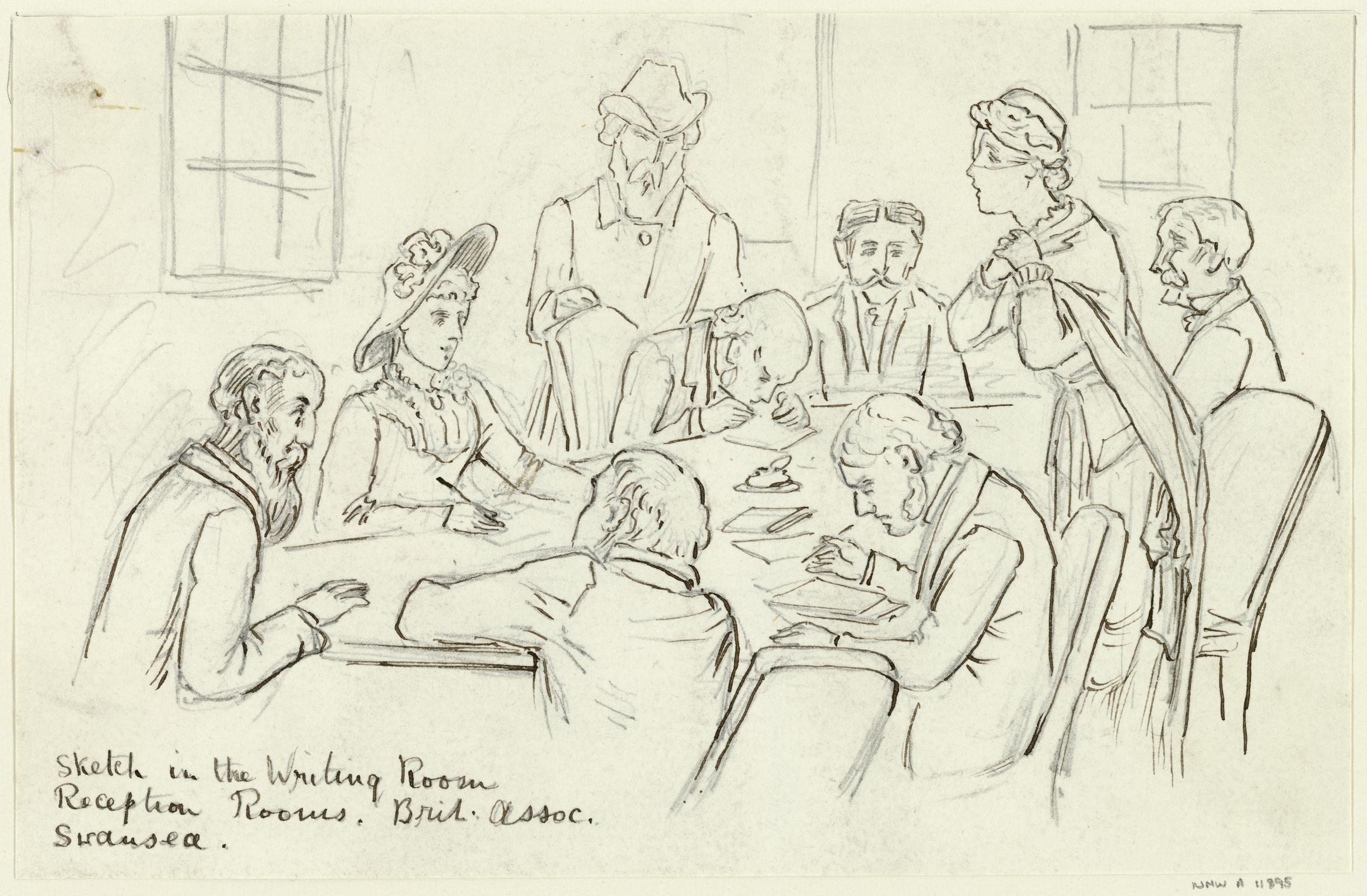 Sketch in writing room, British Association Swansea