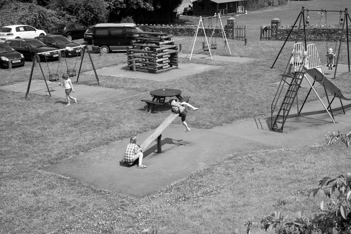 GB. WALES. Tintern. Children&#039;s playground attached to the village hall. 2014.