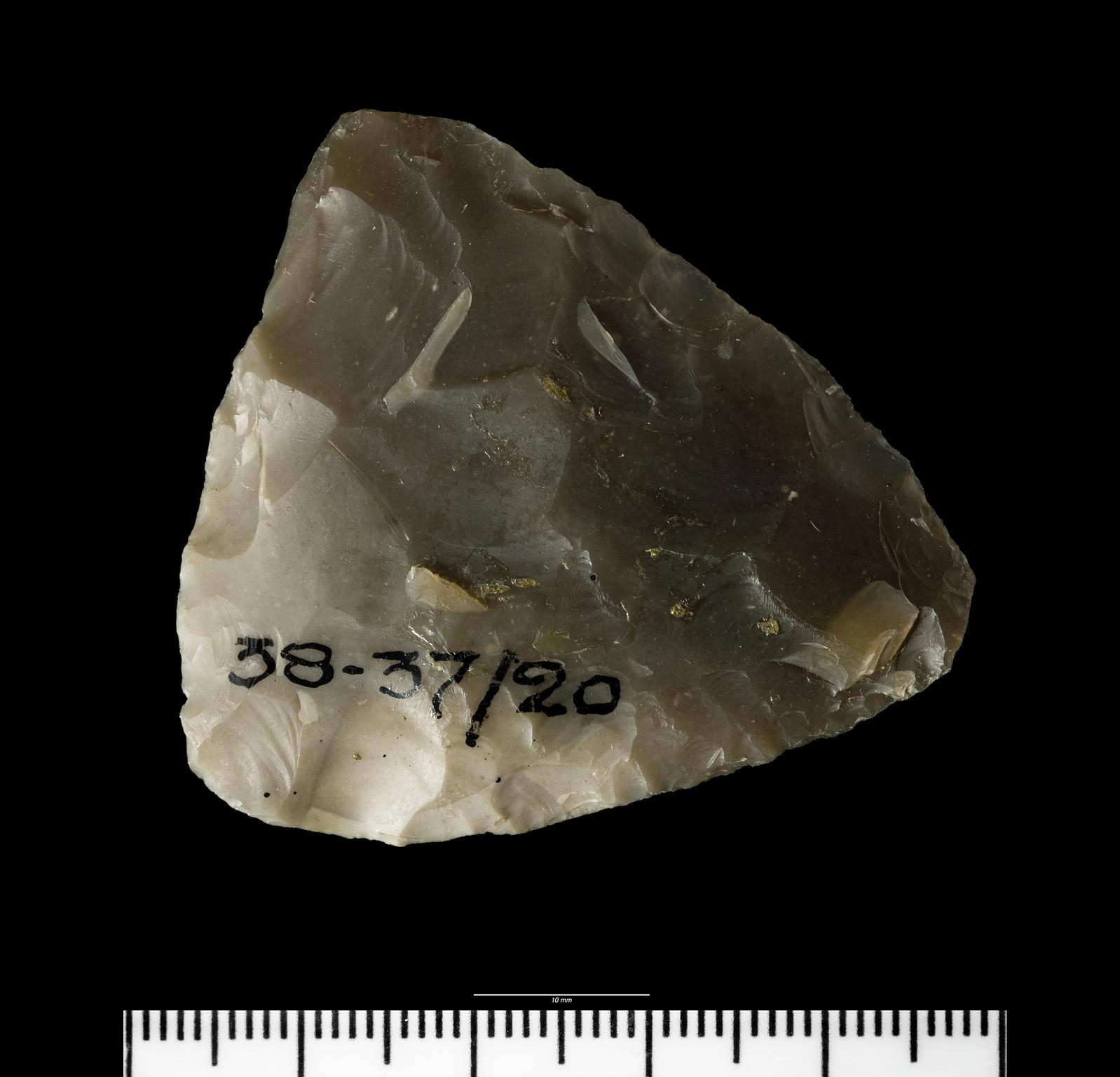 Early Bronze Age flint arrowhead roughout barbed and tanged