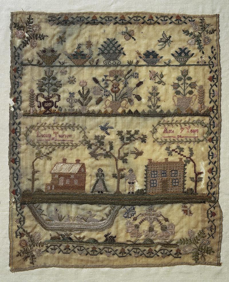 English embroidery sampler, 19th century