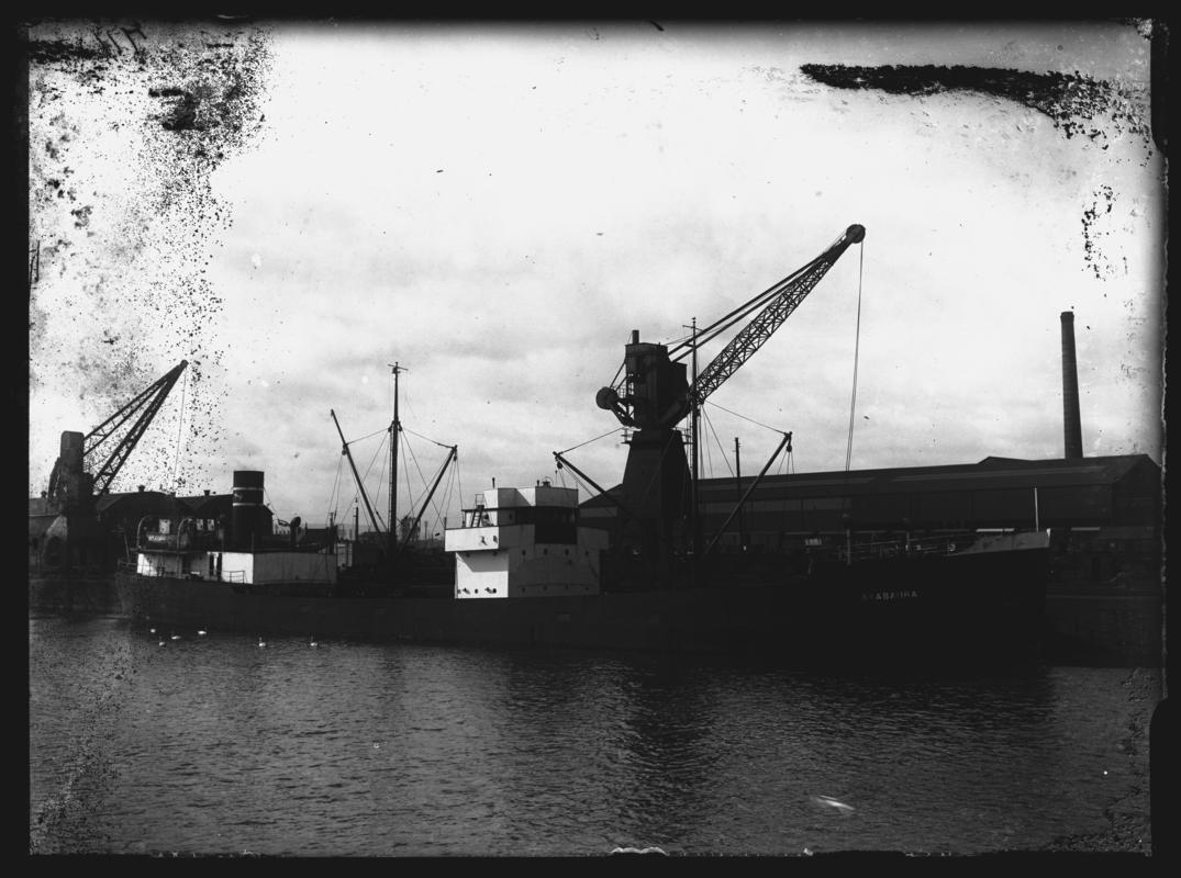 Port Broadside view of the S.S. Akabahra Cardiff Docks c.1936