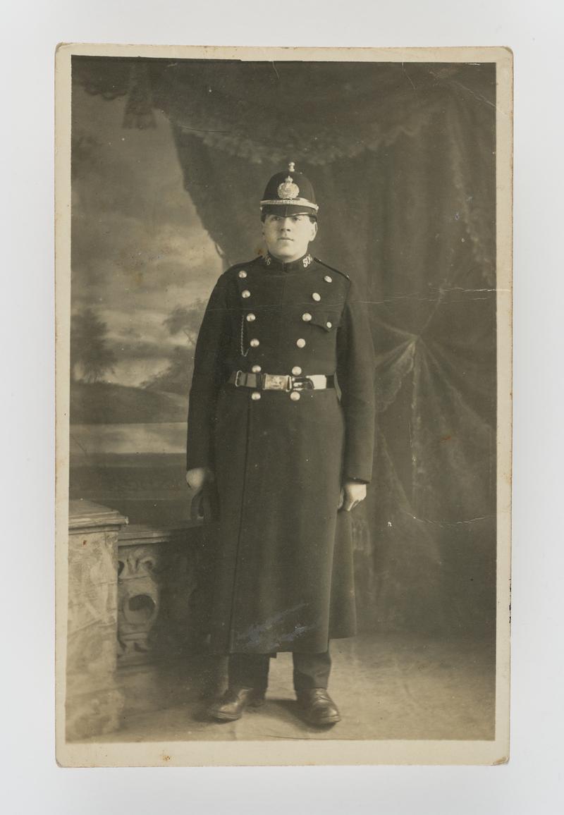 Studio photograph of a Police Officer in uniform, Llandysul, Dyfed.