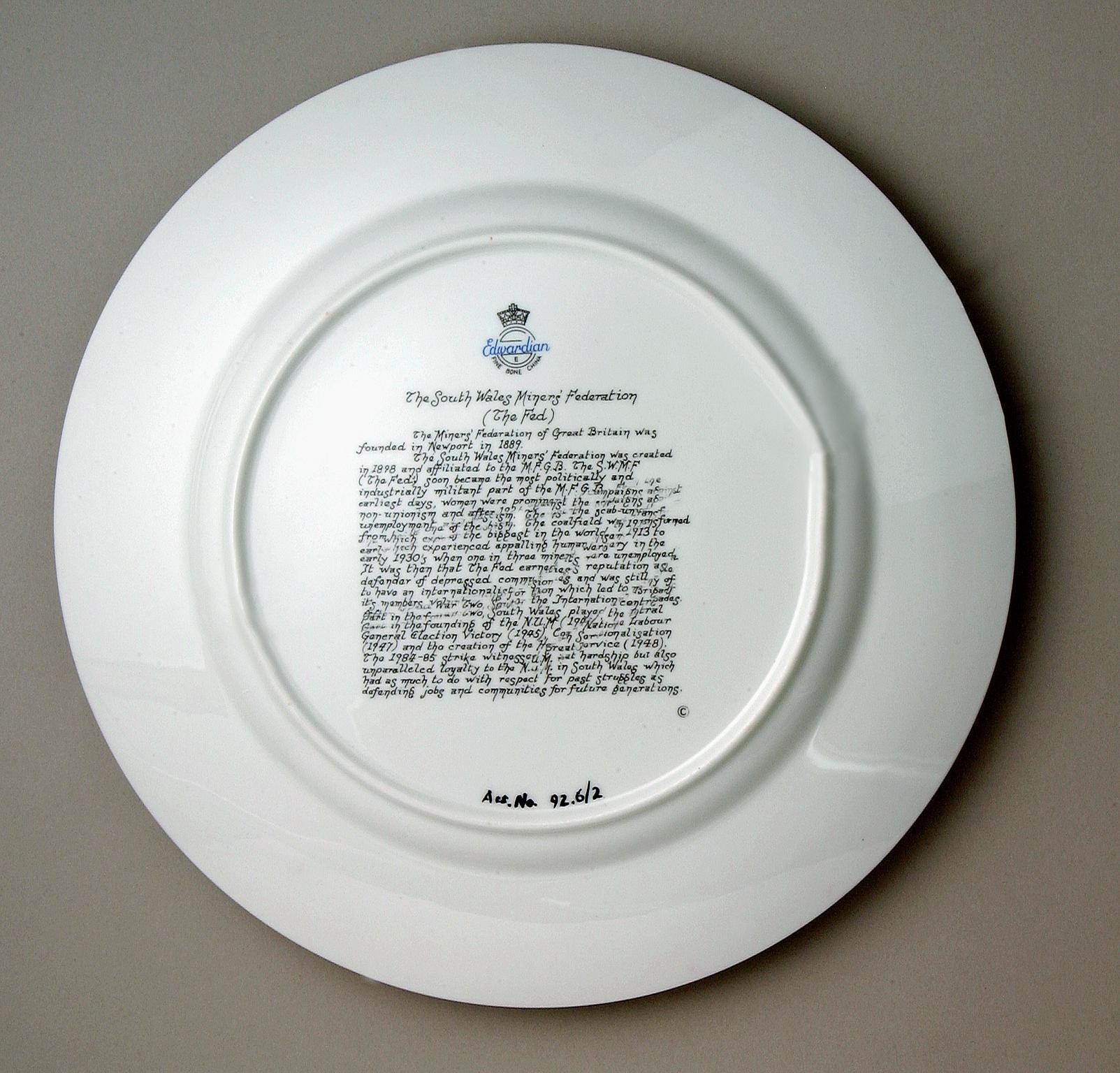 South Wales Miners' Federation, plate