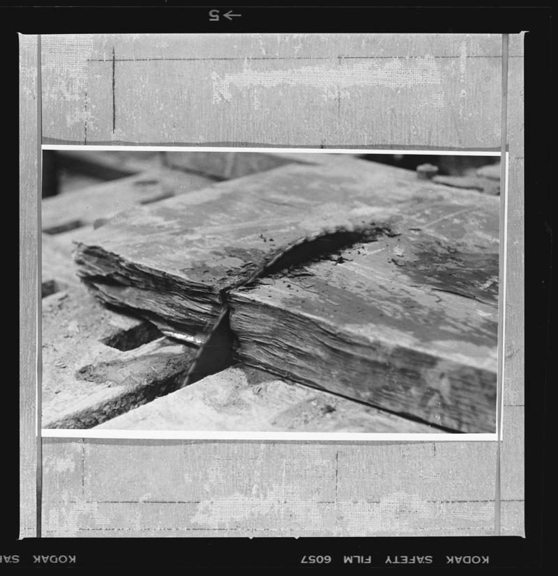 Slate slab being sawn.



2014.35/44-46 appear on the same strip negative.

Print of this film negative is accessioned as 2014.35/57.