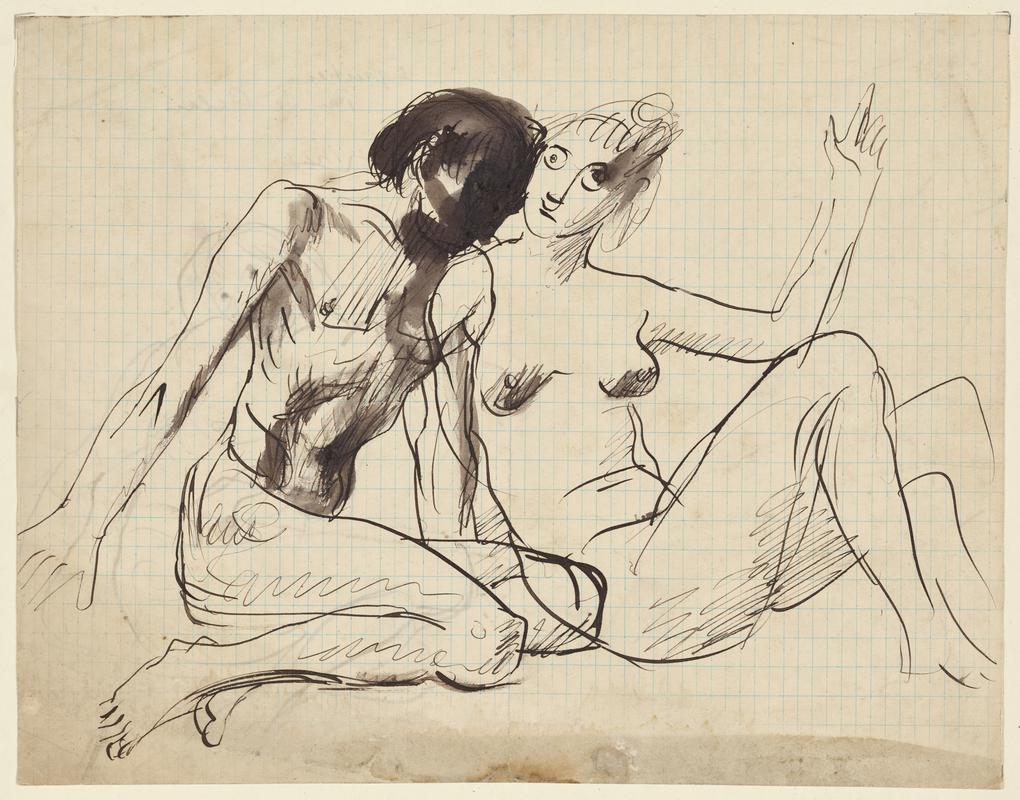 Seated Woman and Kneeling Man