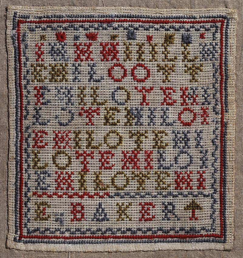 Sampler (alphabet), made in Tongwynlais, c. 1855