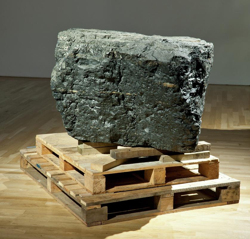 Large Block of coal on display in the Contempory Art Gallery (gallery 24) for Simon Pope&#039;s film work &#039;Primary Agents of a social world&#039;.
