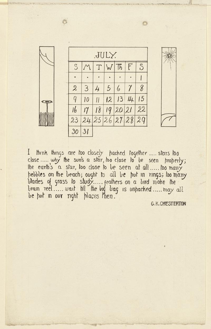 Calendar for July 1916