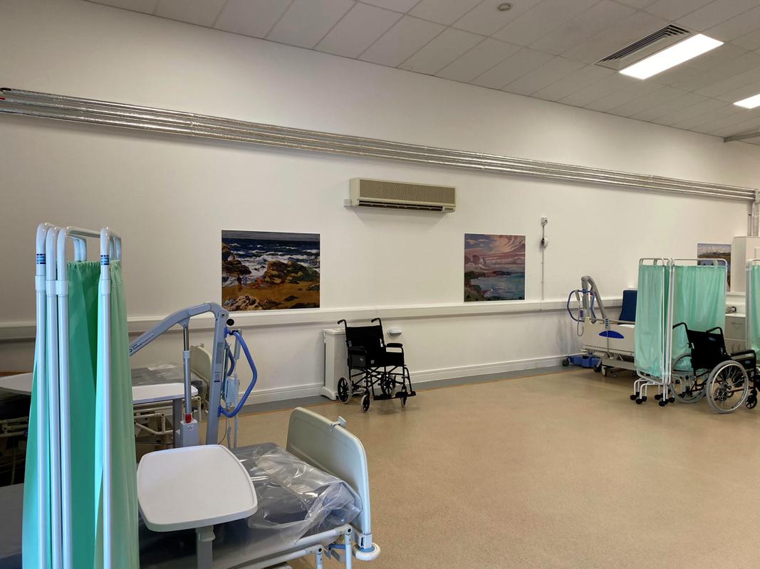 Ward at Hywel Dda University Health Board Field Hospital, Carmarthen. 1st June 2020.