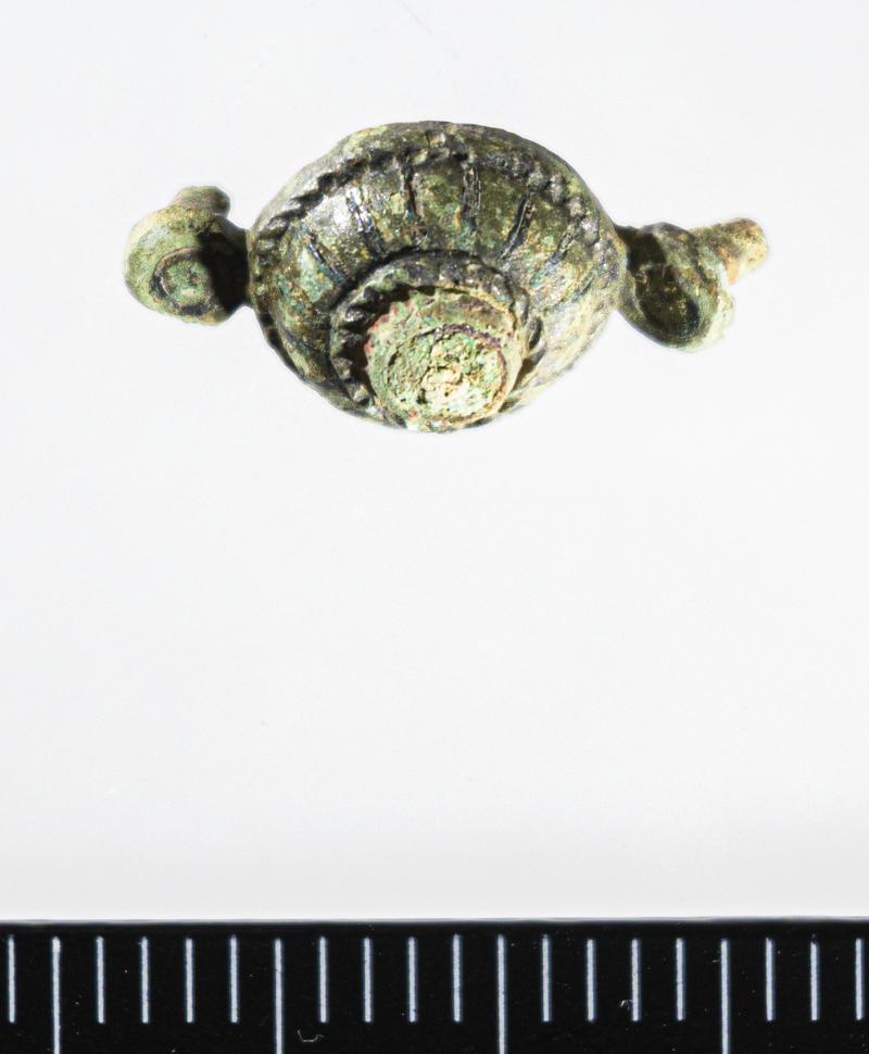 Roman copper alloy stud, enamelled
