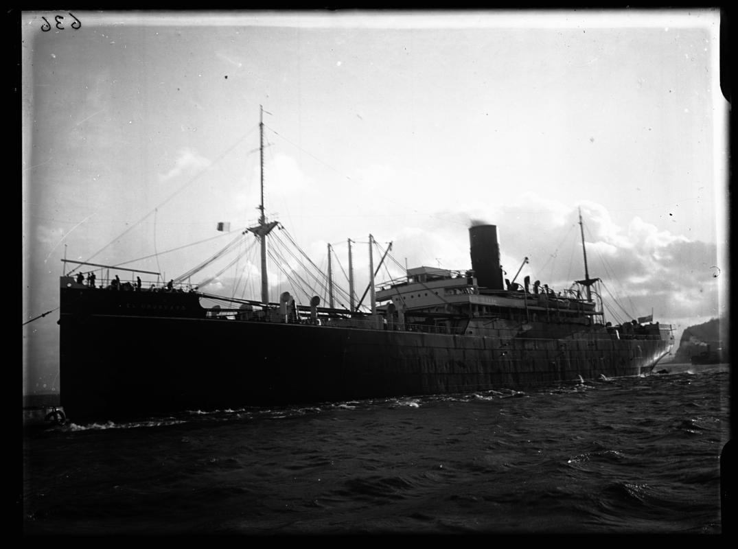 3/4 Port stern view of the S.S. EL URUGUAYO, Penarth Head, 1936-1937