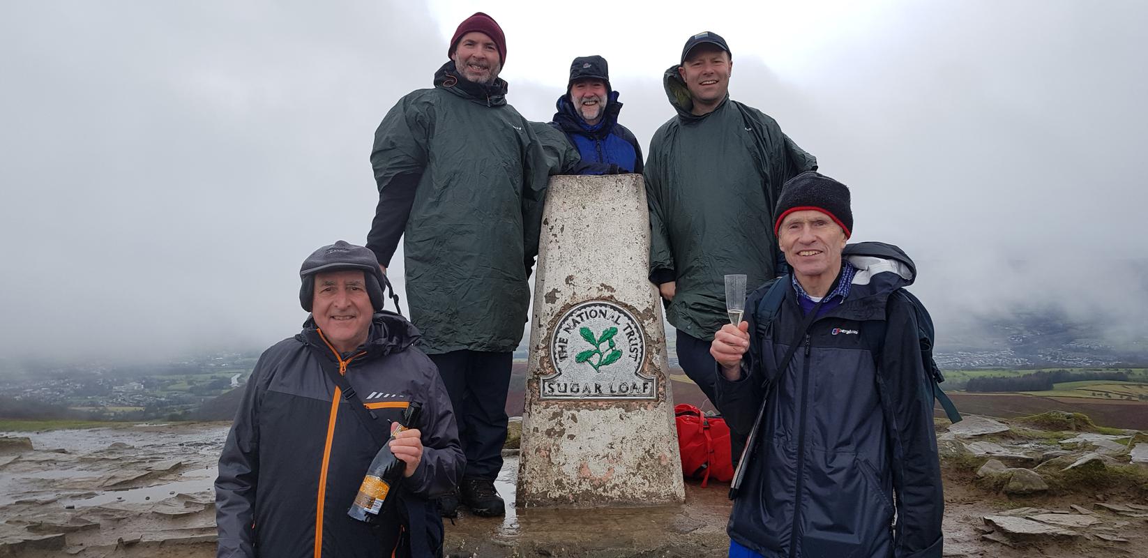 South Wales Group of the Gay Outdoor Club 20th anniversary walk to Sugar Loaf, Abergavenny, 26 January 2020.