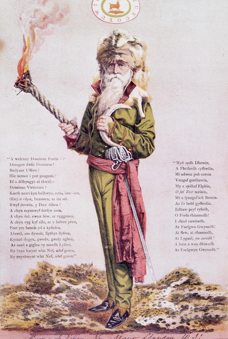 Lithograph of Dr. William Price in ceremonial costume