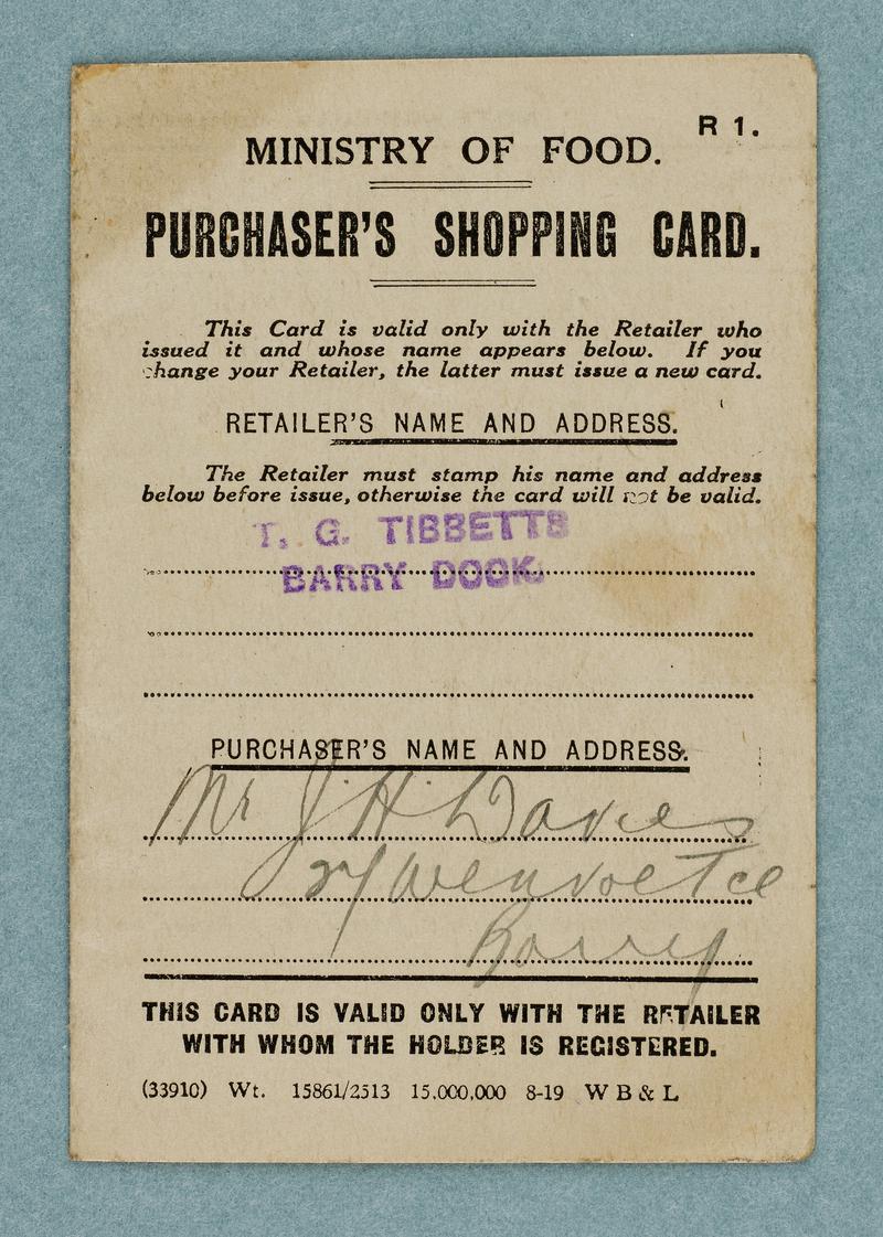 The Retailer&#039;s Sugar Ticket ration card.