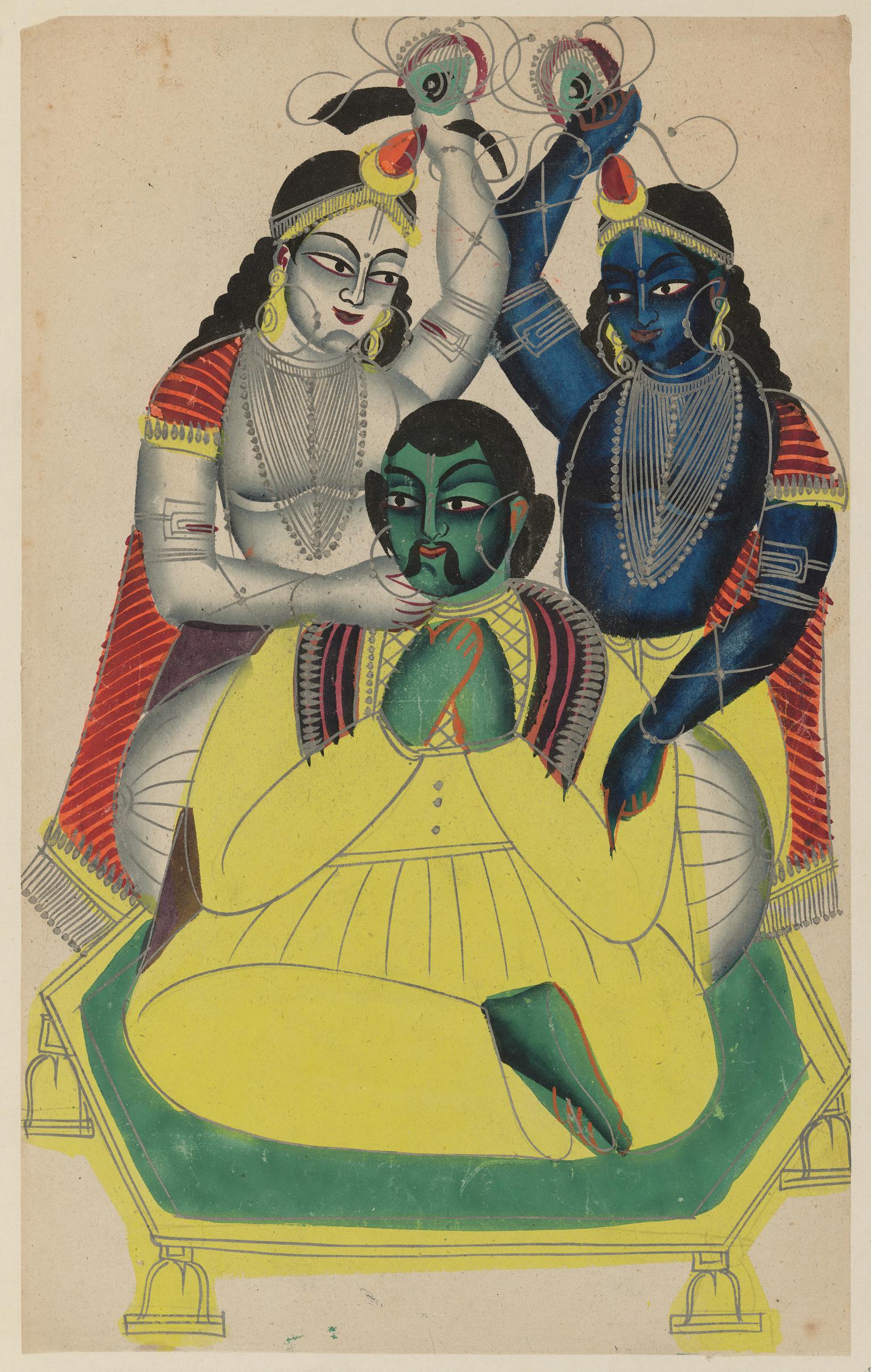 Krishna and Balarama attacking a demon
