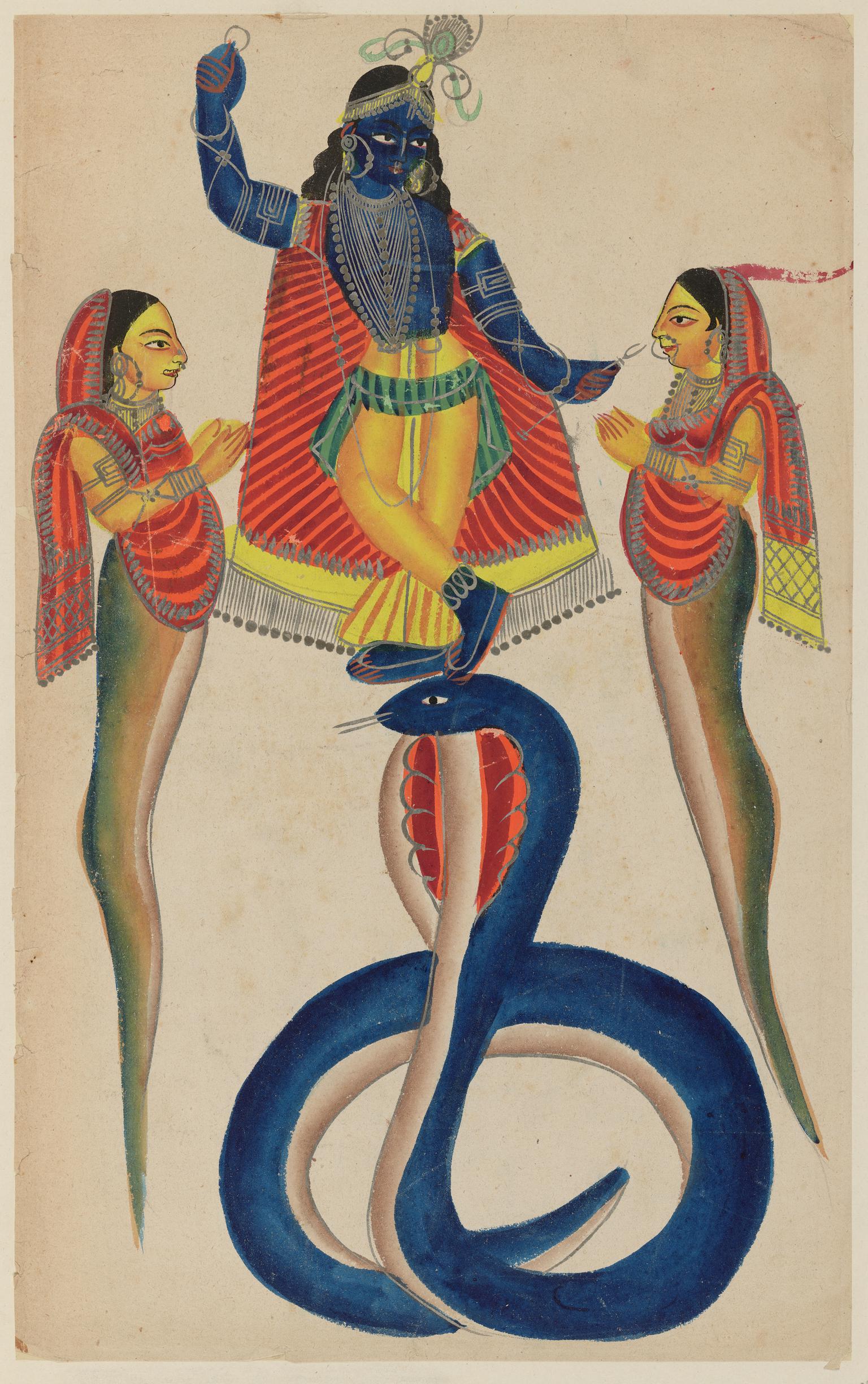 Krishna quelling the serpent Kaliya