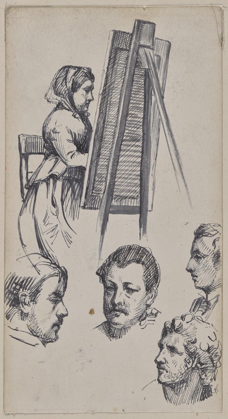 Study of female figure in front of an easel