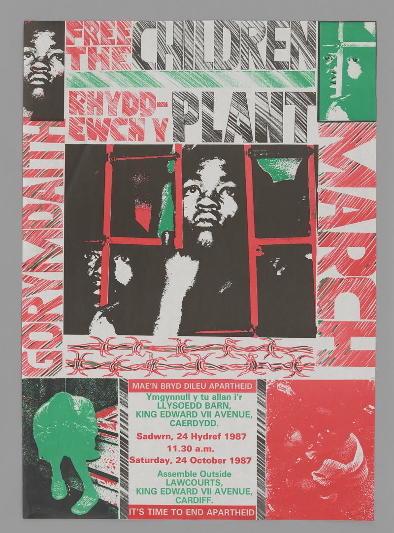 Poster Wales Anti-Apartheid movement - &#039;Free the Children / Rhyddewch y Plant&#039;, 1987.