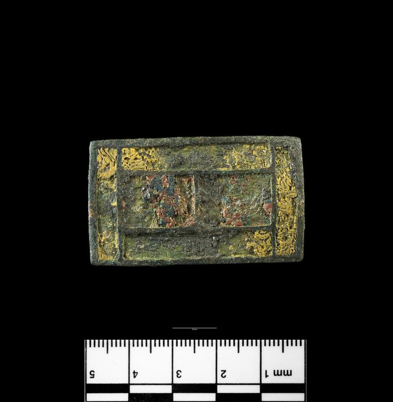 Roman copper alloy belt plate, enamelled