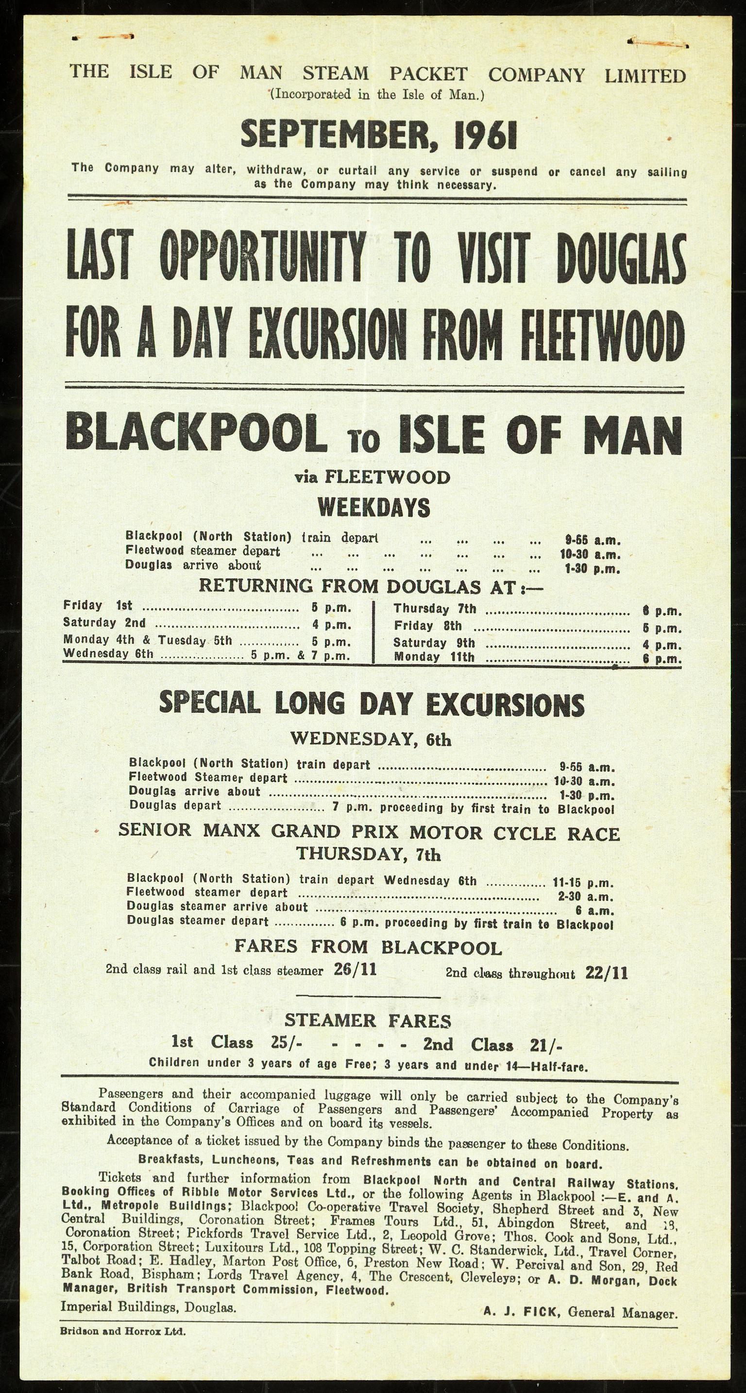 Isle of Man Steam Packet Co. Ltd., handbill