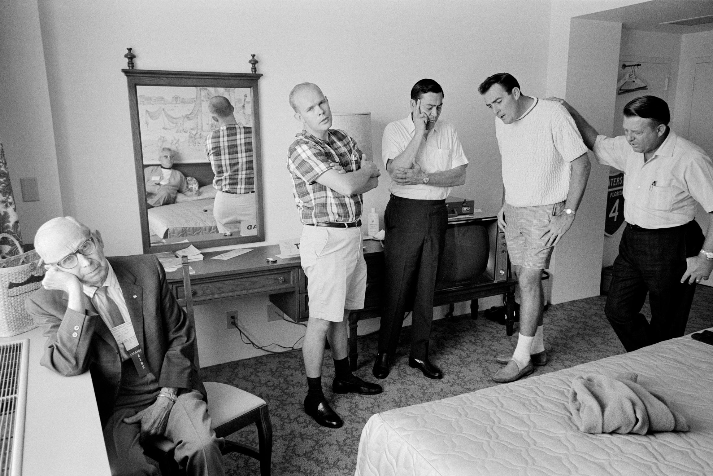 Barbershop quartet rehearsal in a hotel bedroom during a convention. Phoenix, Arizona