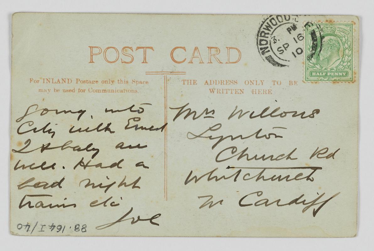 Ernest Willows, postcard