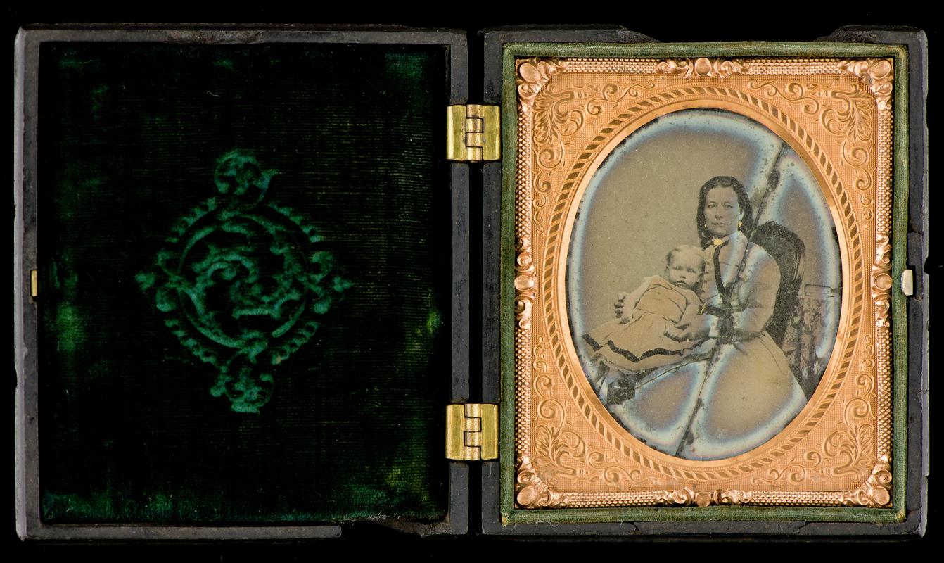 Case with portrait of a lady with a young child c.1860