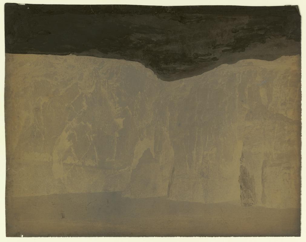 Wax paper calotype negative. Part of St Catherine&#039;s Rock, Tenby, S.W