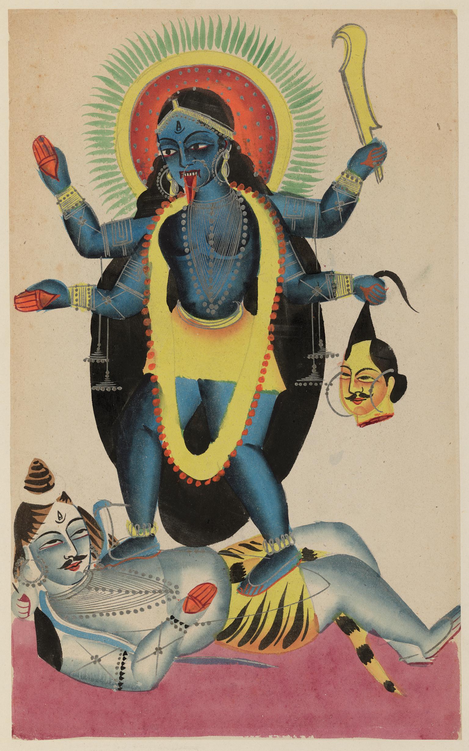 Kali standing on Siva