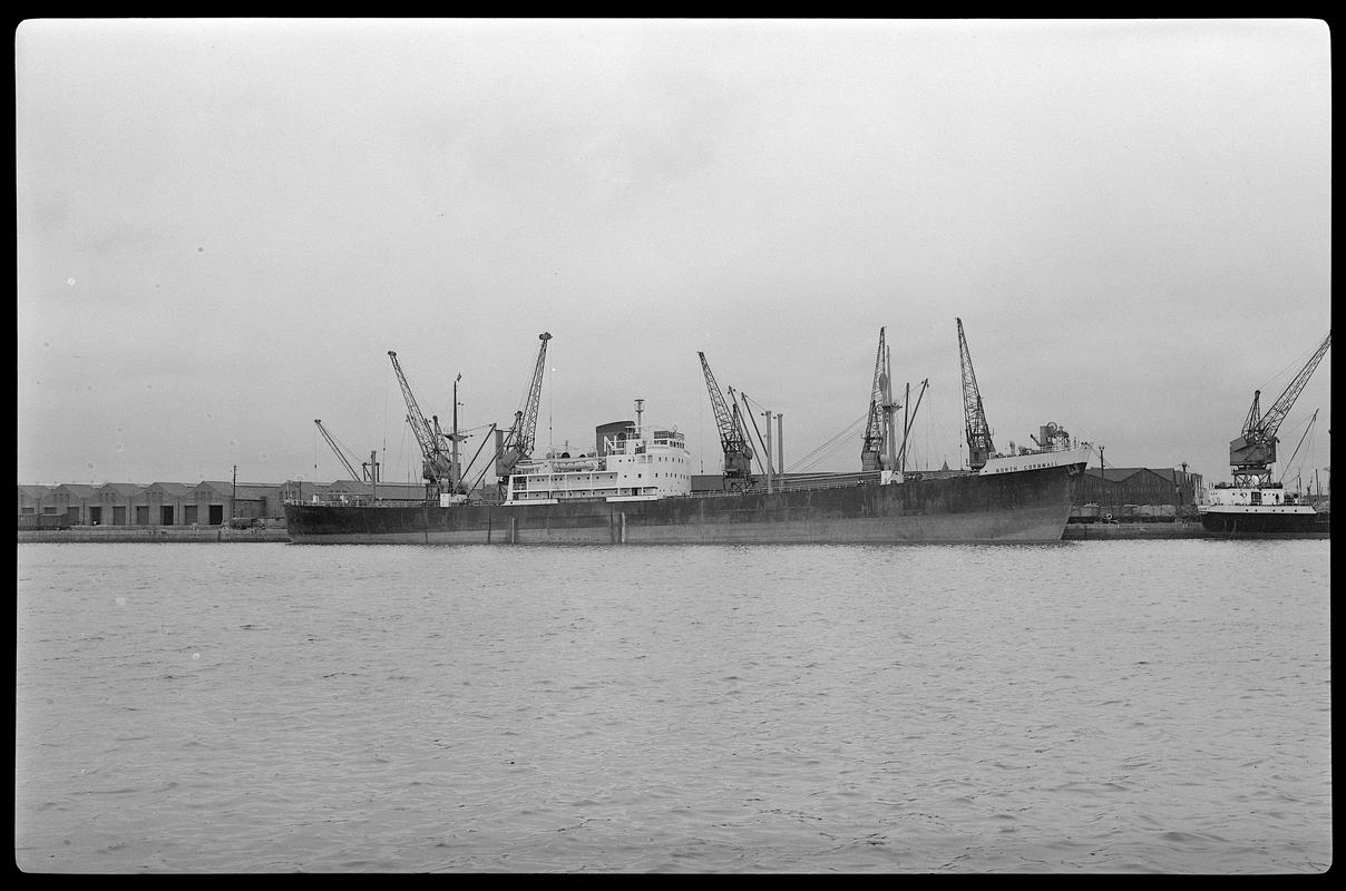 Starboard broadside view of M.V. NORTH CORNWALL at Cardiff Docks.