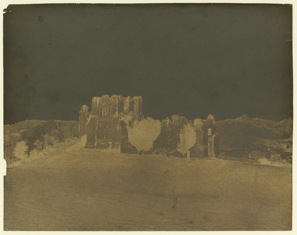 Wax paper calotype negative. Oystermouth Castle (General view) (1855-1860)