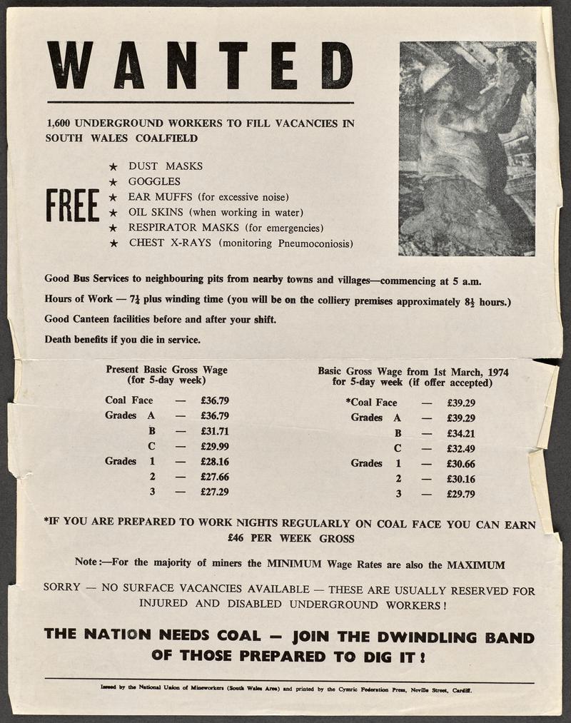 Leaflet - &#039;Wanted 1,600 underground workers ...&#039;