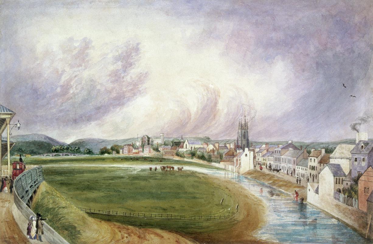 Cardiff, the old course of the Taff in  c. 1850
