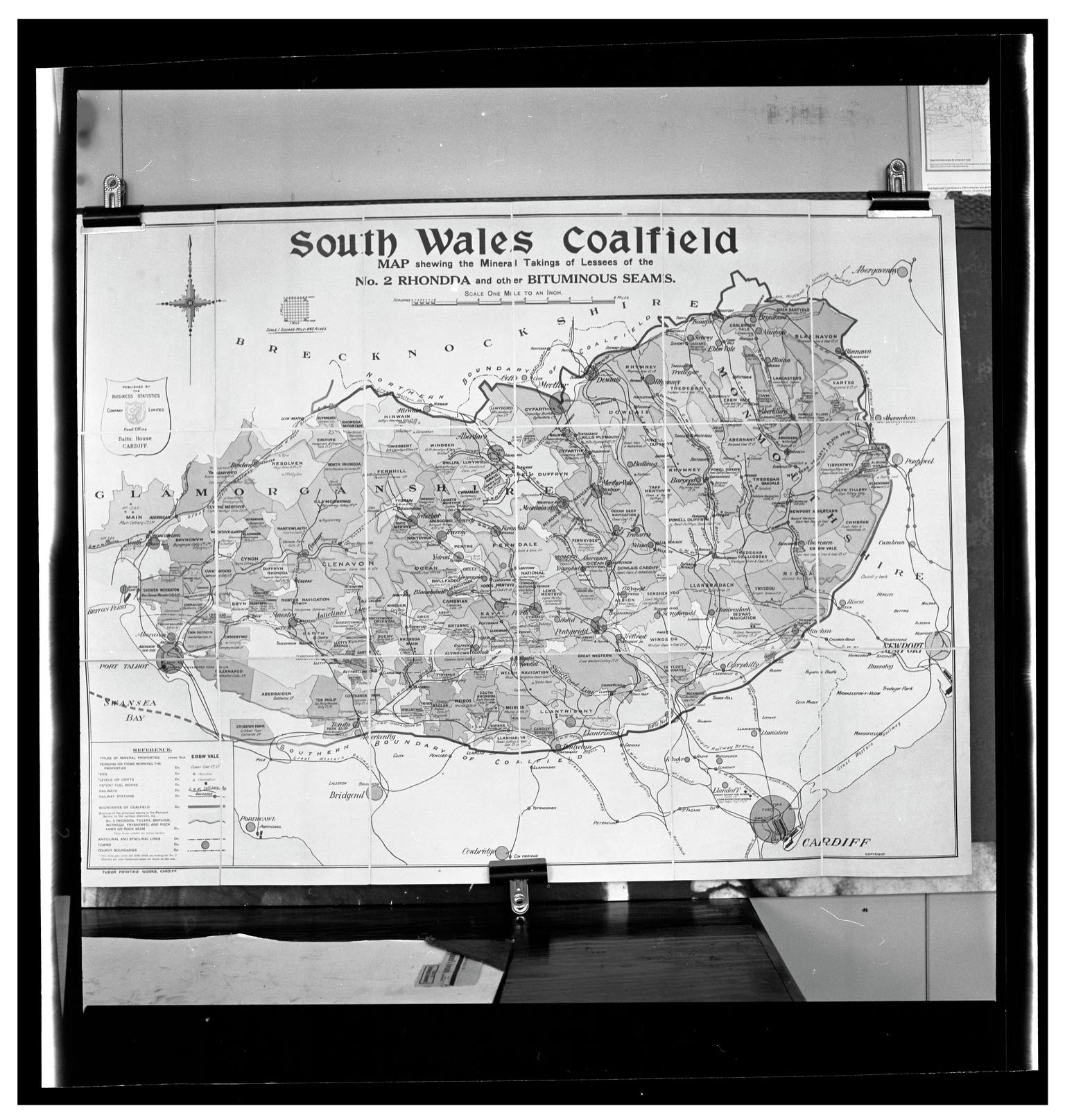 South Wales coalfield map, film negative