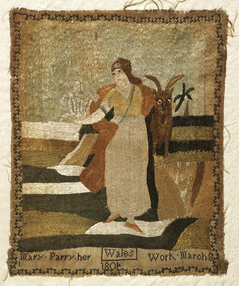 Silk embroidered picture entitled &#039;Wales&#039;, 1804