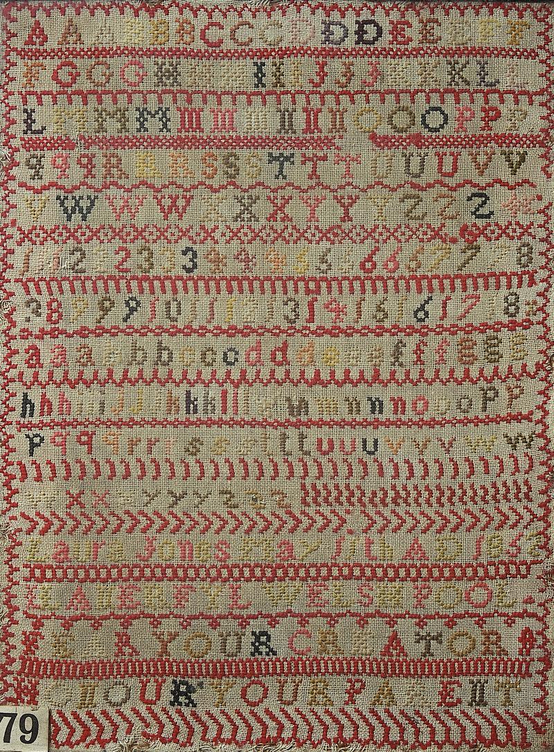 Sampler (alphabet), made in Llanerfyl, 1852