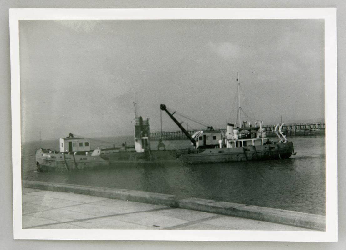 Grab dredger KENFIG in entrance to Swansea Docks, 1966.